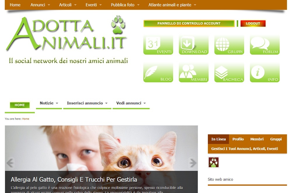 Sito adozioni animali Adottanimali.it. Annunci animali adozioni